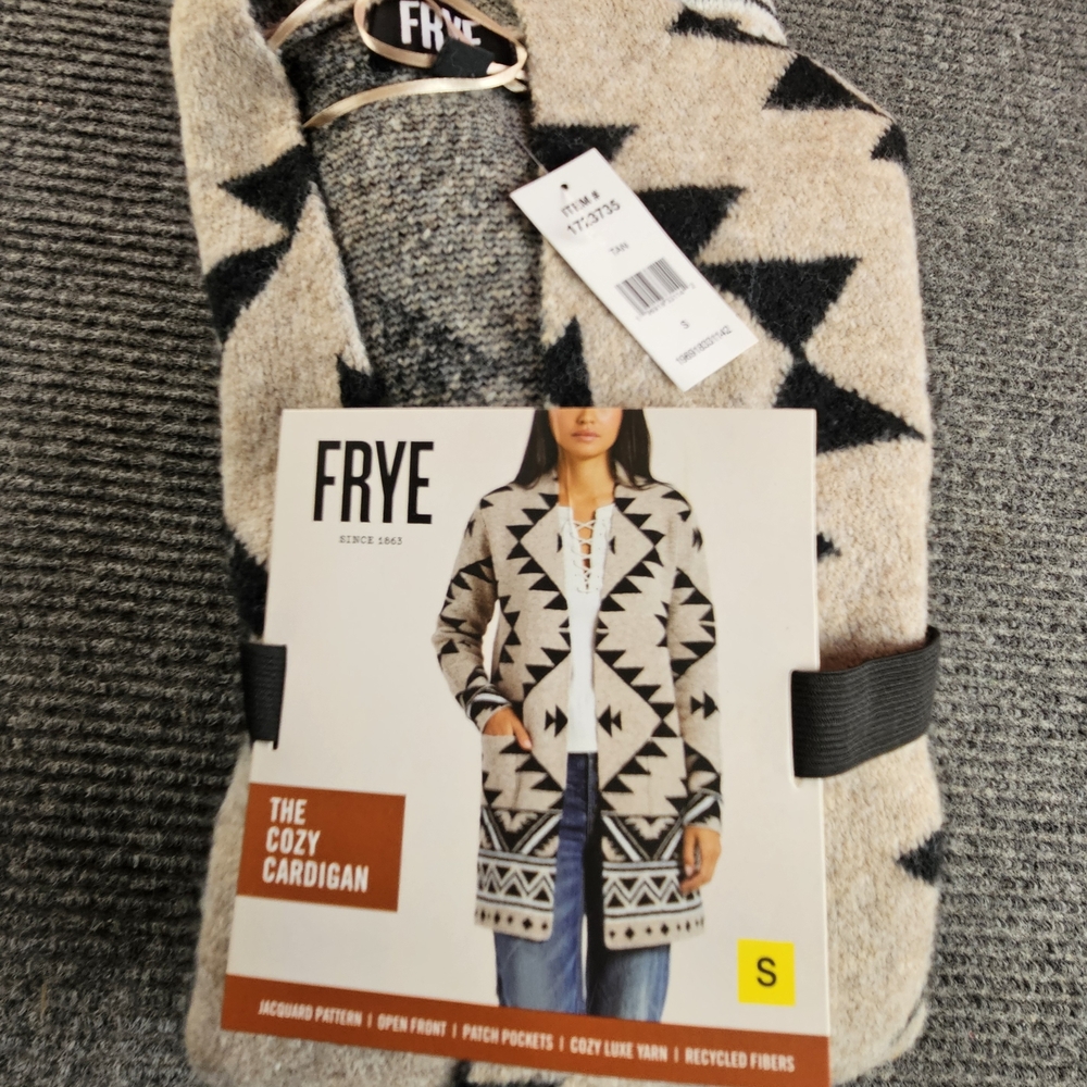 Frye Black and Cream Geometric Cardigan Womens Size Small